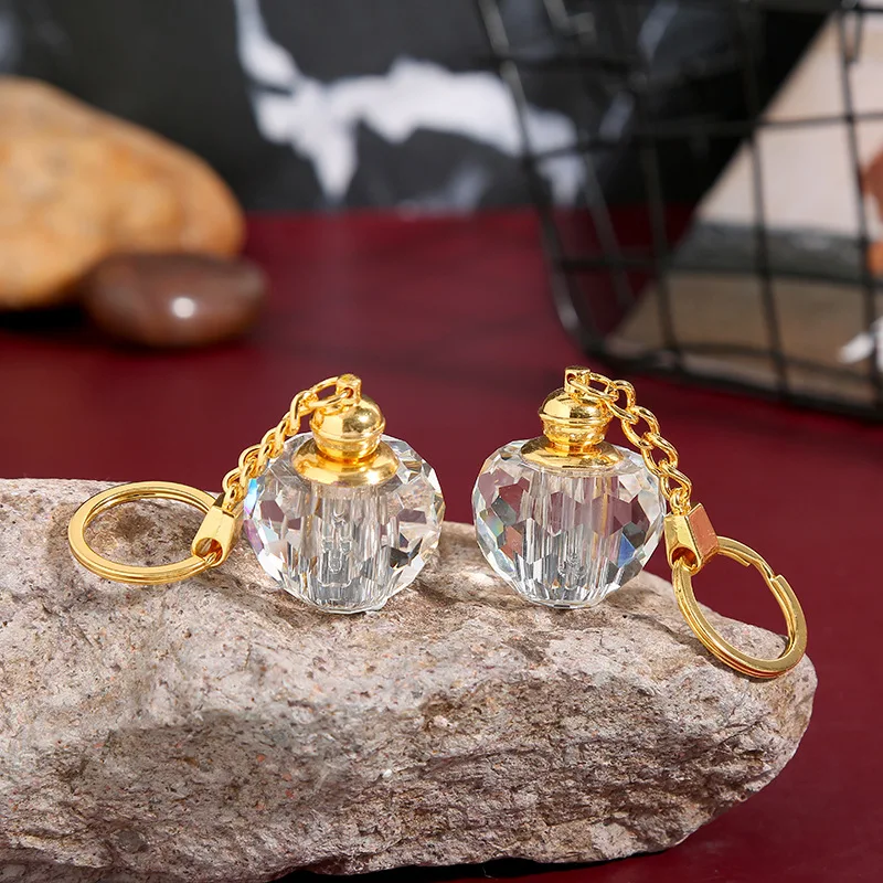 MUB Luxury 1ml Crystal Glass Keychain Perfume Bottle Arabian Essential Oil Bottle Portable Glass Stick Perfume Bottle