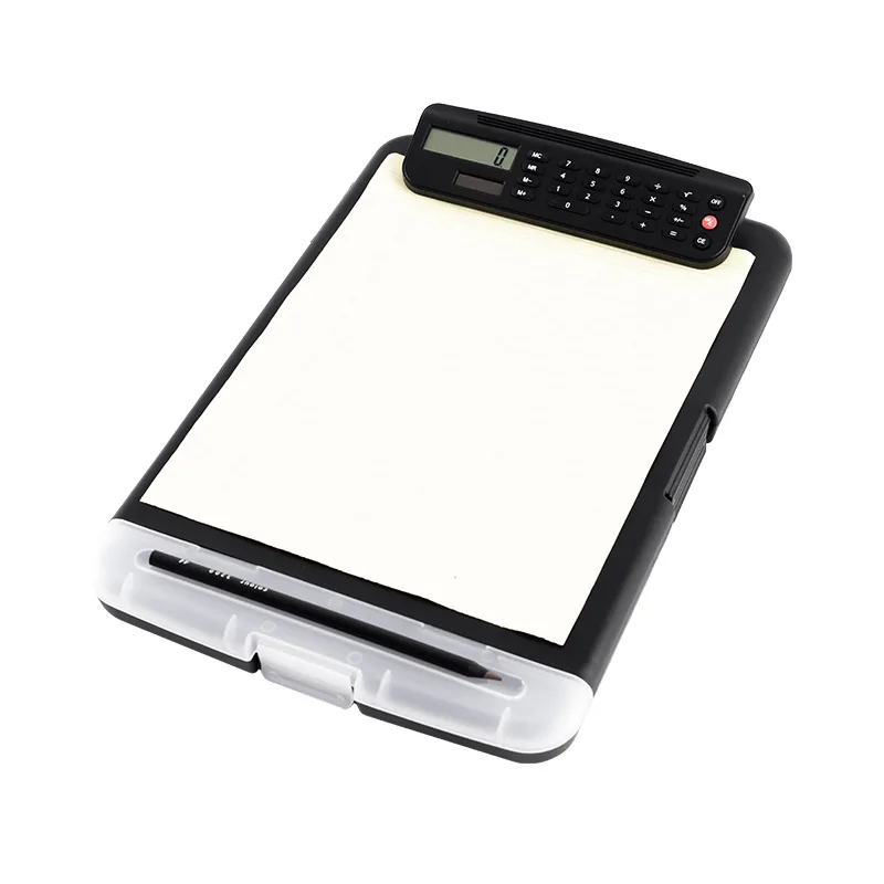 HZVCW Wholesale a4 Portable Plastic Clipboard With Calculator Storage Clip School Office Multifunctional Storage Box