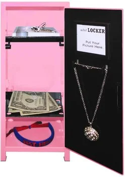 Single lockable iron metal hockey gym desktop small pink mini box desk locker toy lockers