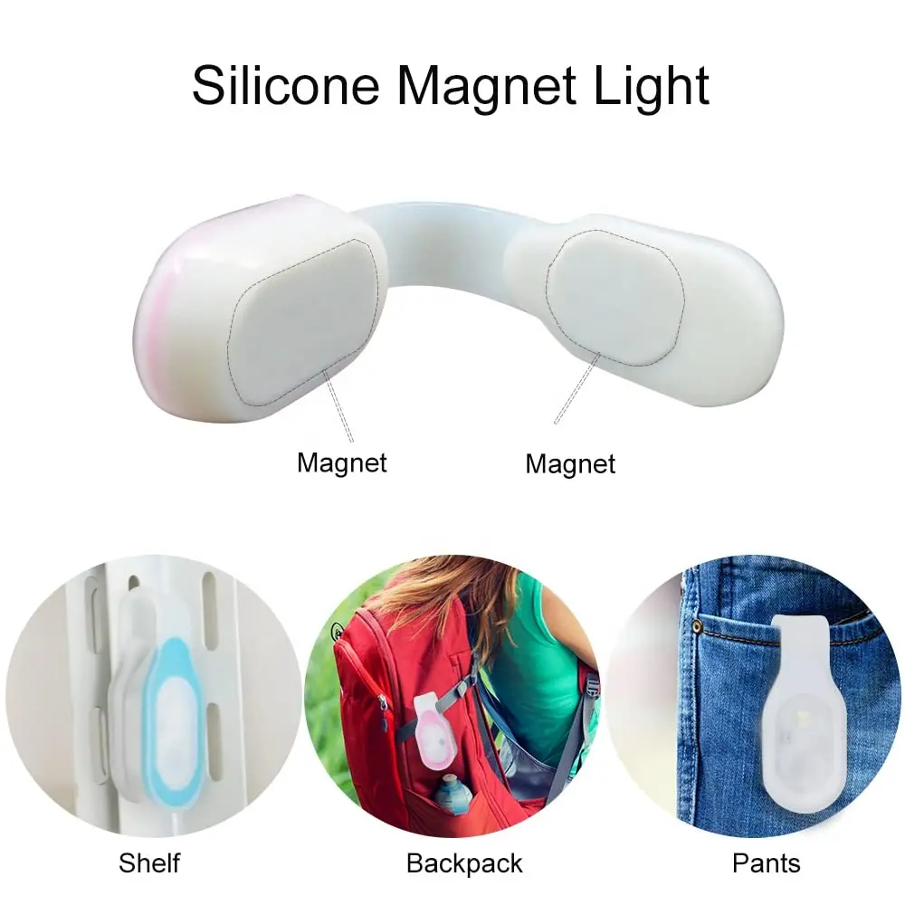 LED Luminous Silicone Adjacent Clip Magnetic Suction Light Outdoor Sports Warning Light Mountaineering Lighting