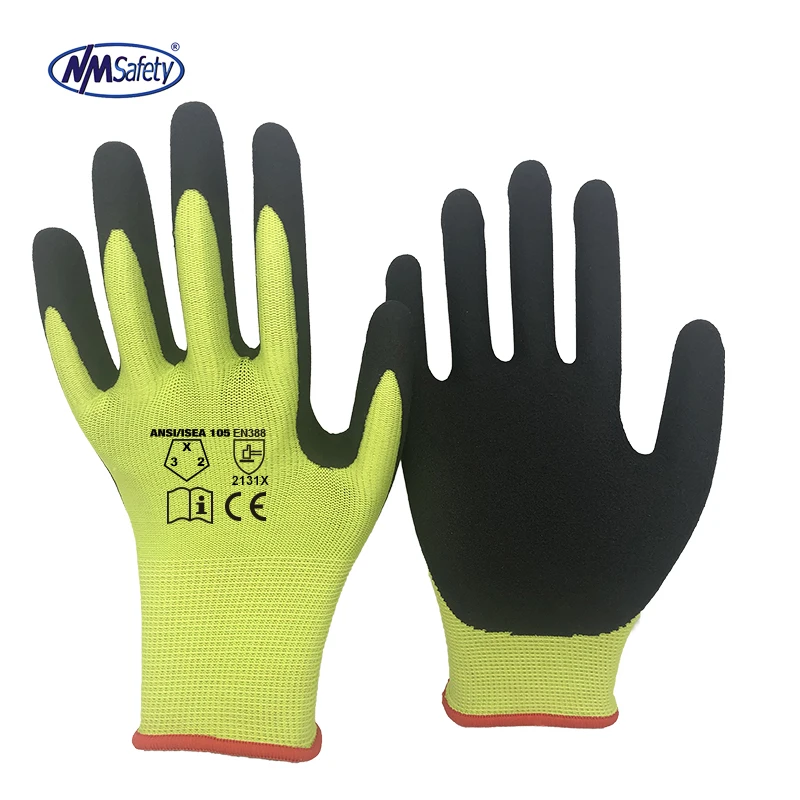 NMsafety Industrial Safety Foam Latex Coated Work Gloves Hand Gloves Custom Garden Gloves