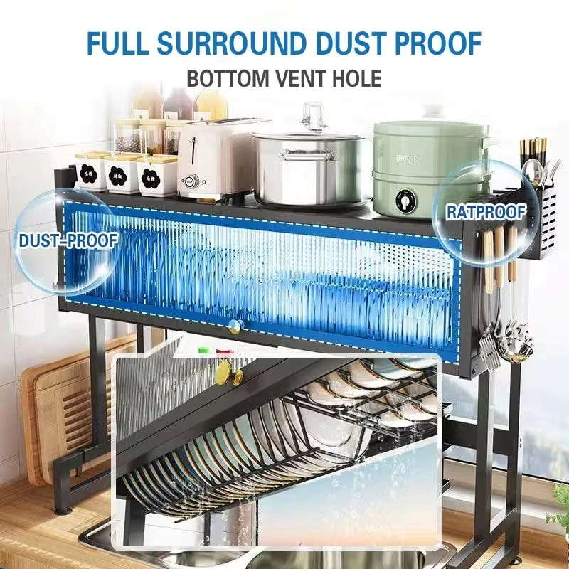 kitchen organizer shelf dish drying drainer rack 2 tier sink built in racks dishes double storage