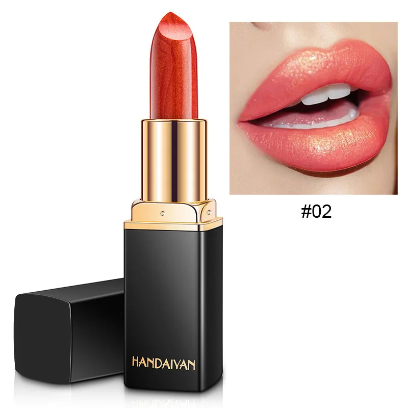 HANDAIYAN Shiny Metallic Pearl Color Change Warm Change Lipstick Gilt Lipstick