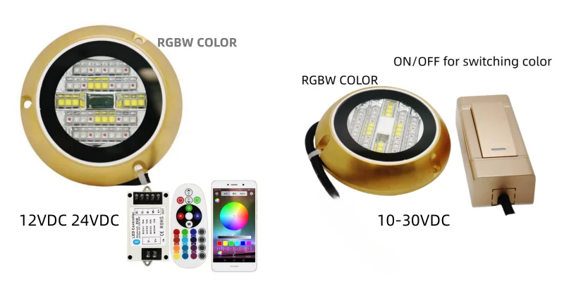 2024 New Bronze IP68 Full Color Output LED Underwater Light for Boat Yacht Marine Dock