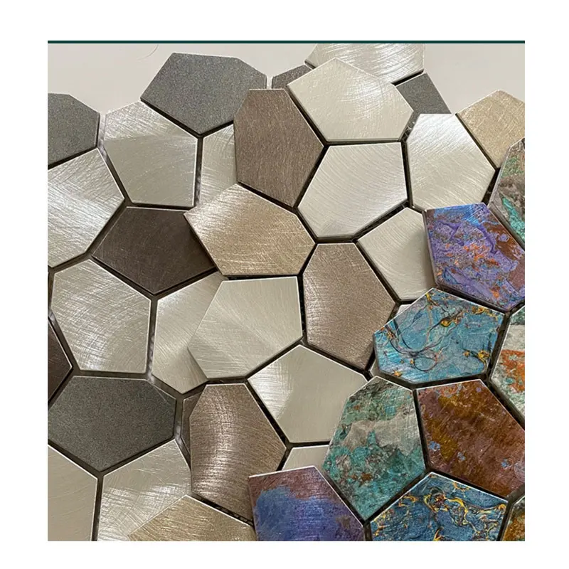 Broken mesh Stainless steel metal kitchen back splash tiles wall sticker mosaic mosaic tile honeycomb mosaic tile