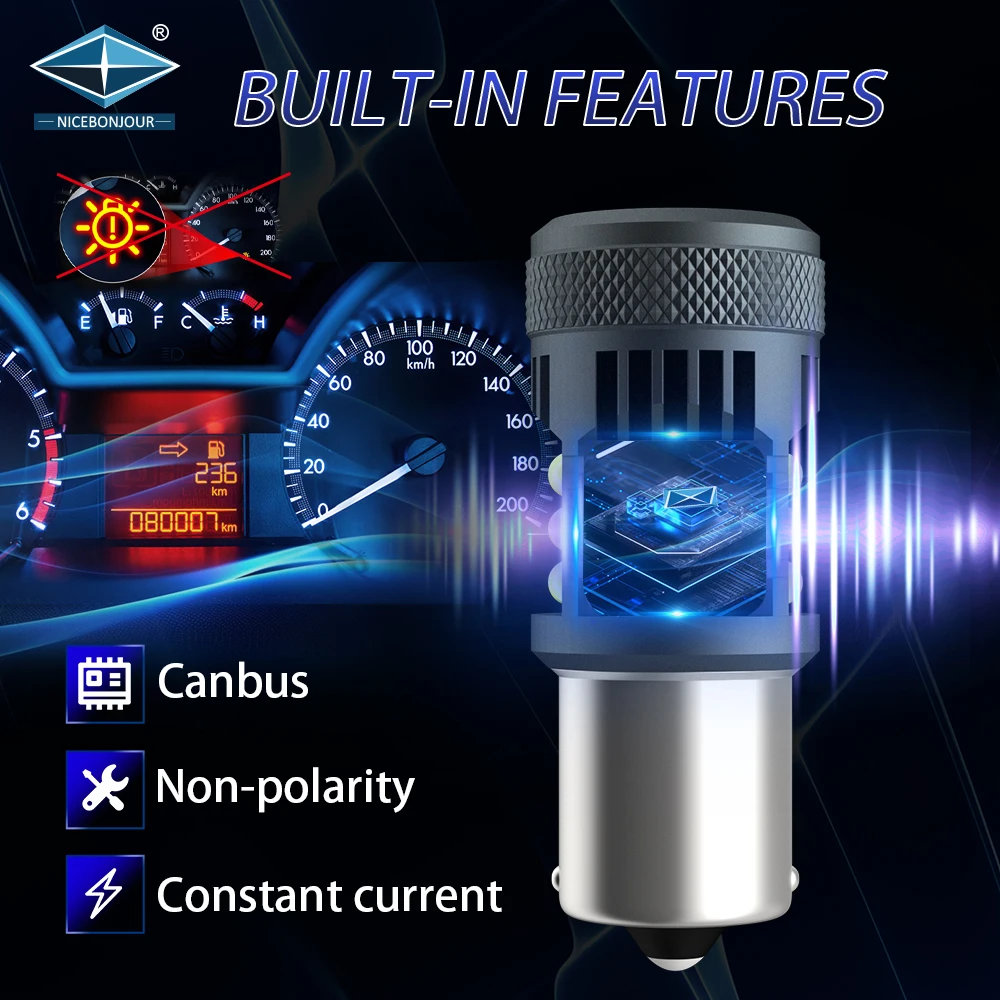 T20 P21W S25 BAU15S BA15S T25 LED Canbus Bulbs No Hyper Flash cooling fan Turn Signal Parking light 3030 36smd led