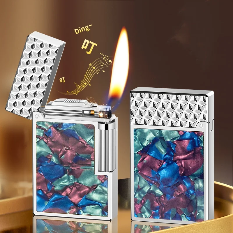 DK895 Soft Flame Metal Lighter High-end Inlaid Color Shell Refillable Lighter