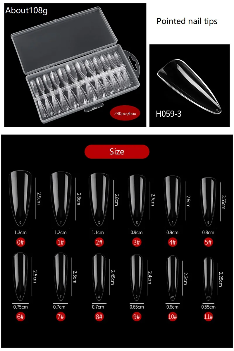 240 Pieces  Nail Transparent Non-trace Ultra-thin Nail Extension Fake Nail Patch Manufacturers Direct PVC