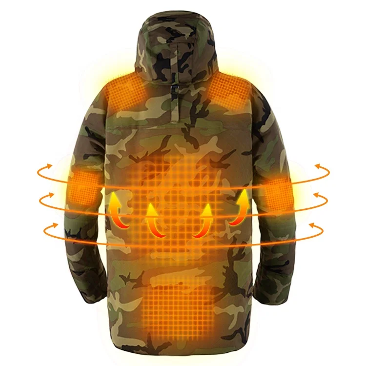 2023 Hot Waterproof Outdoor Camouflage Hunting Heated Jacket OEM Windproof USB Heating Hunting Down Jacket