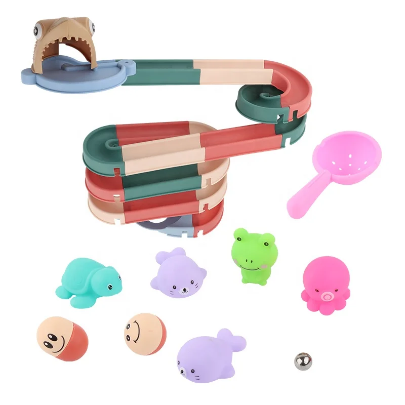 Intelligent Creative Educational Diy Water Game Blocks Building Slot Running Ball Baby Bath Toy