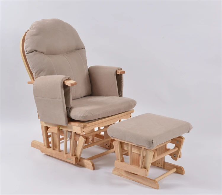 brown Color Breast Feeding Baby Sleeping Mother Nurse Reclinable Adjustable Pillow Glider Chair with Stool