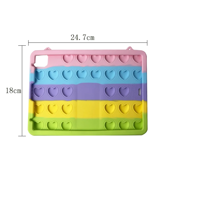 Rainbow Heart Toys The new Hot Selling Rainbow Colorful Push Bubble Silicone Protective Tablet Case With Holder For iPad