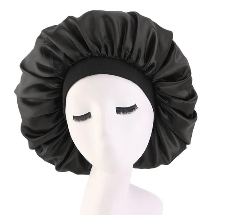 New Satin Hair hat For Sleeping Flat  Silk Round Haircare Women Headwear Ceremony Adjusting Button Night Hat