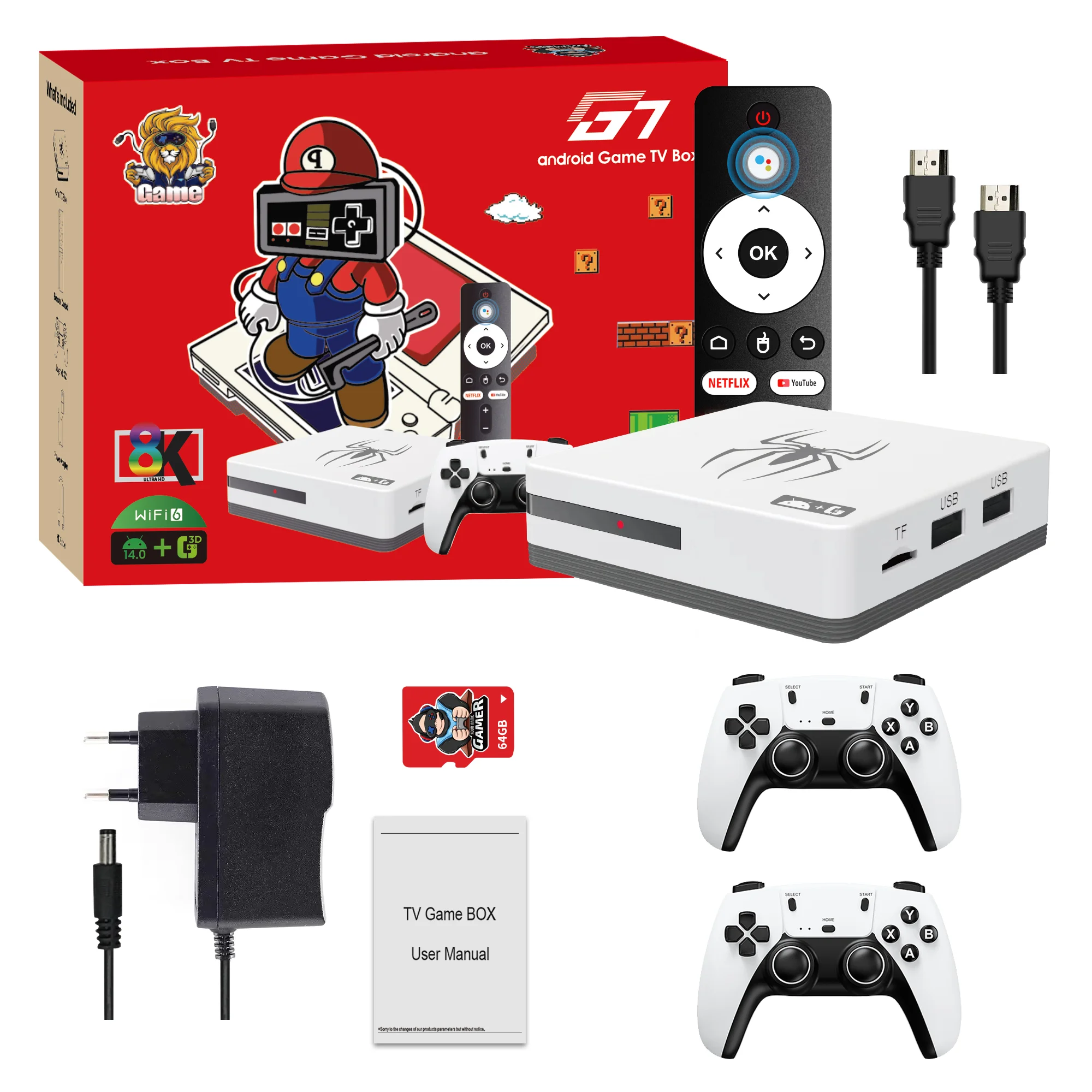 Newest G7 game box Allwinner H618 Android 12 HD 4k video game console 2.4G dual wifi Wireless PS 5 Gamepad video game consoles