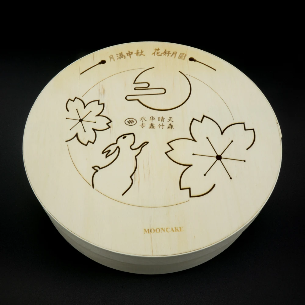 Biodegradable Unfinished Disposable Poplar/Pine/Balsa Wooden Round Food Cake Packing Box With Lids for Spice Biscuit Nesting