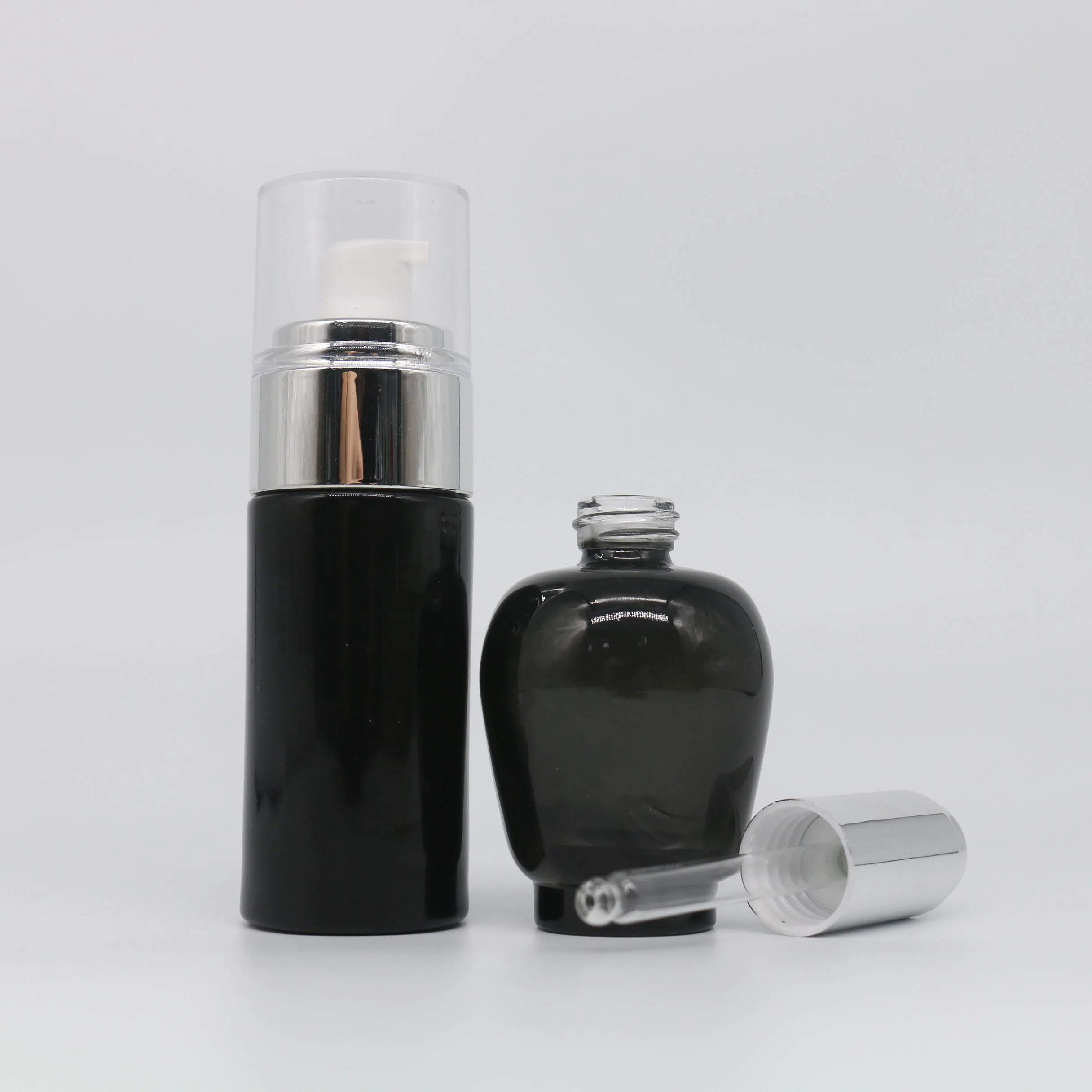 High quality serum packaging 2 oz glass pump bottle 30ML Luxury glass bottle pump cosmetic glass serum bottle with pump