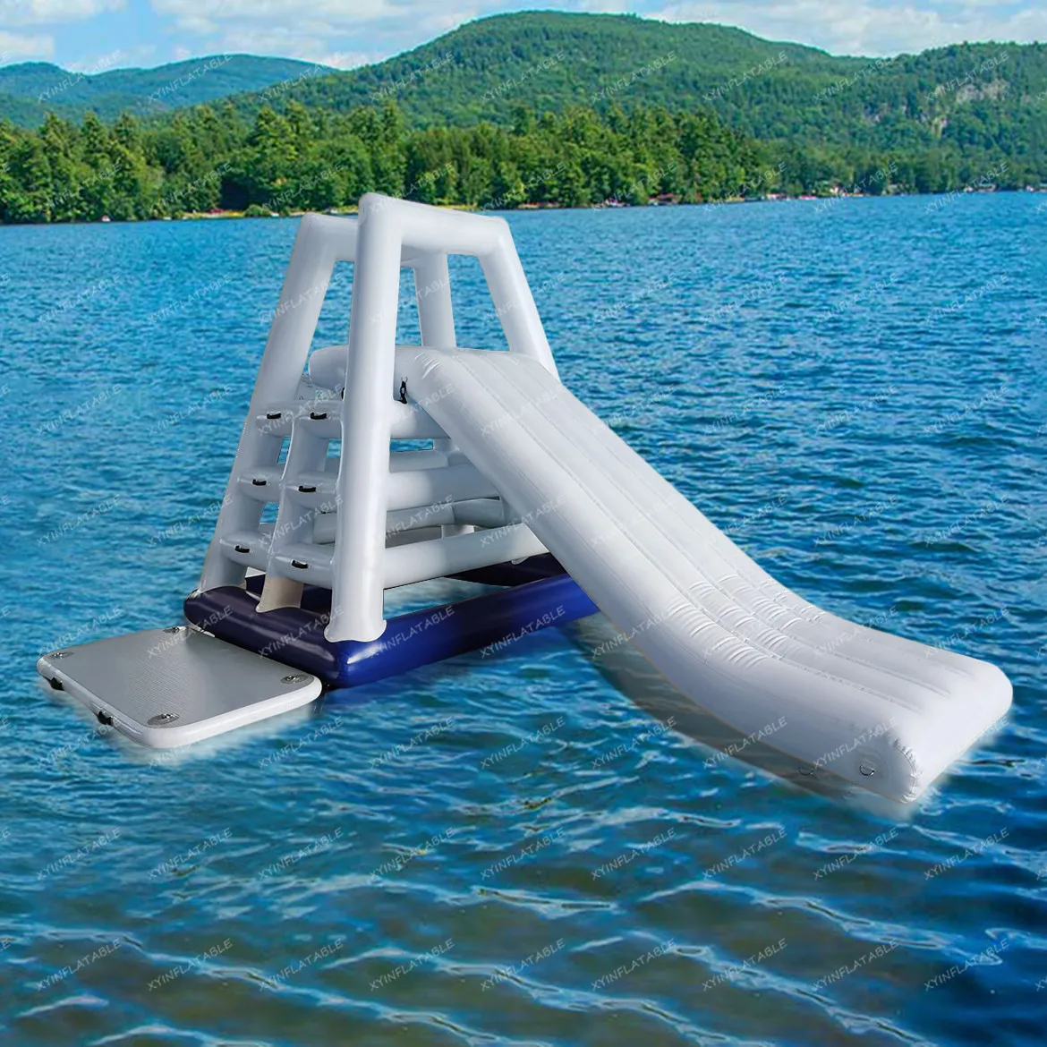 Factory wholesale outdoor floating inflatable tower slide inflatable water climbing slide for pool lake