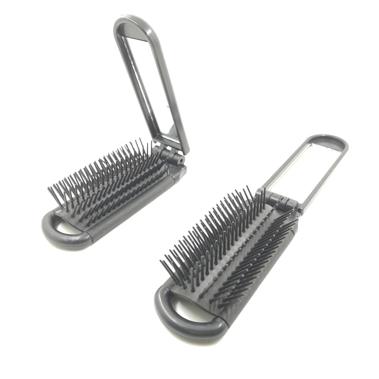 
Professional portable folding plastic hairbrush with mirror hair comb scalp massager 