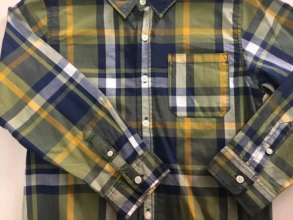 Рубашка с длинным рукавом для мальчиков, рубашка из 100% хлопка в клетку для детей