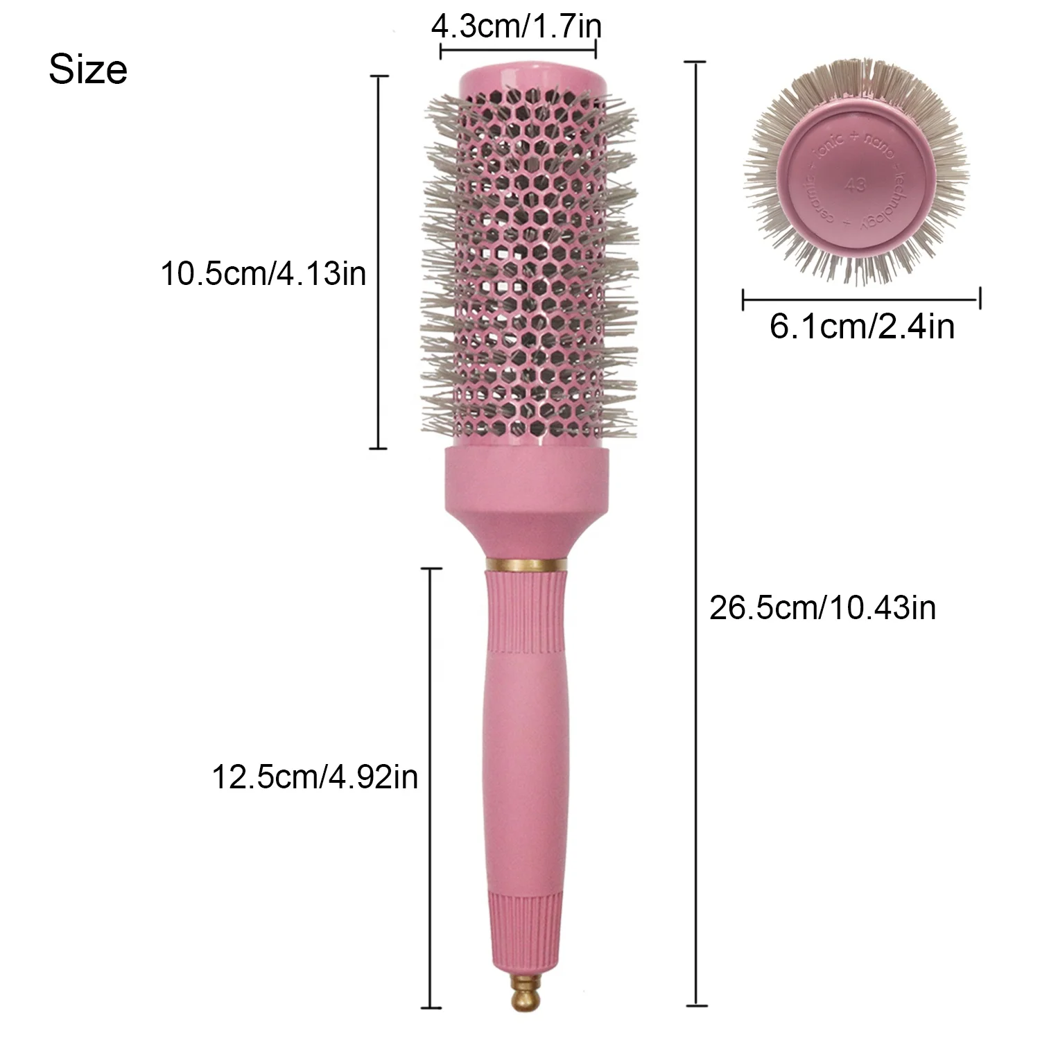 Salon High Temperature Resistance Ceramic Aluminum Round Roll Comb Bristle Fluffy Curling Styling Curly Hair Comb