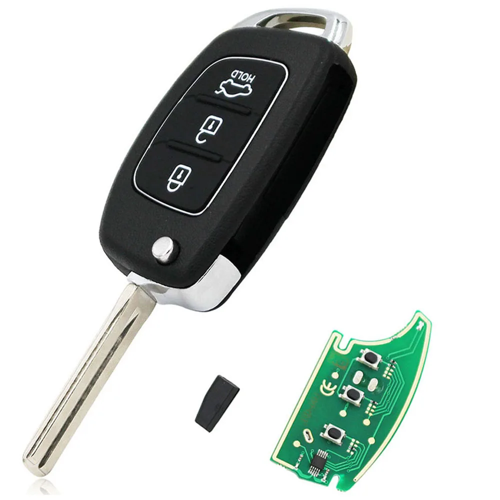 3 Button Folding Flip Remote Smart Car Key Fob 433MHz ID46 Chip with Uncut Blade for Hyundai New IX35 or New Santa Fe