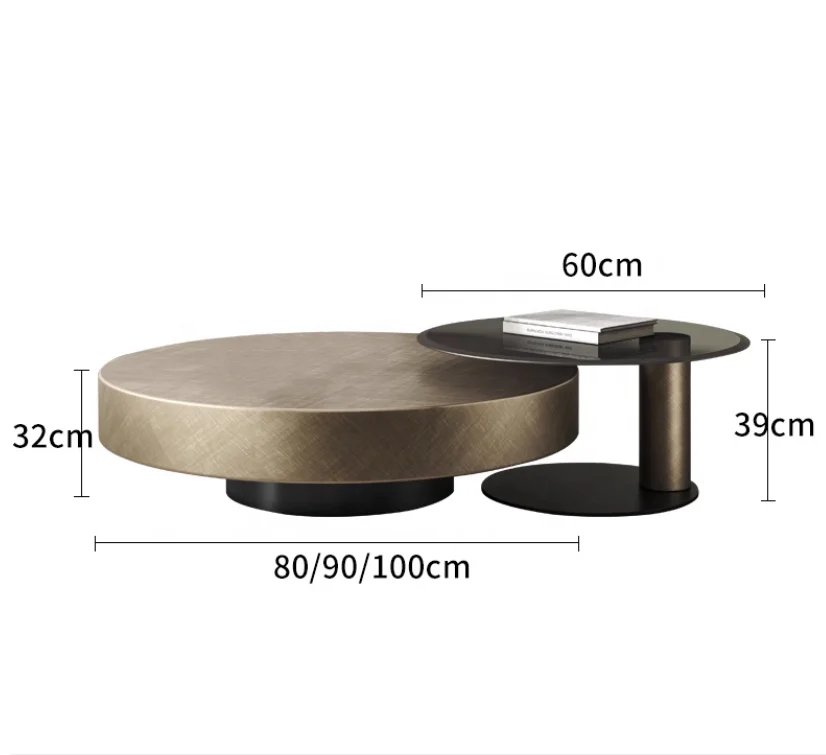 Tea  coffee table with drawers  modern luxury   bronze or black stainless steel coffee table  for  living room furniture