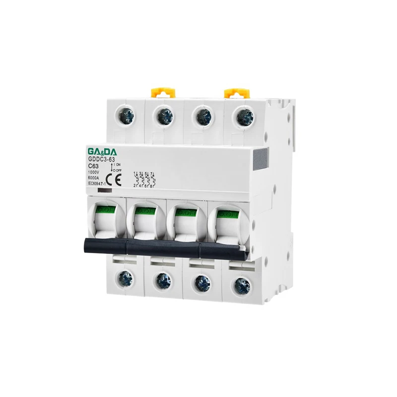 Dc Miniature circuit breakers Mini MCB 1000V 63Amp 6KA Mcb