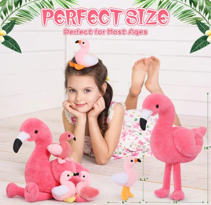Flamingo Stuffed Animal with 4 Baby Flamingo Plush Toys pink Flamingo Toy wholesale custom soft smooth plush toys