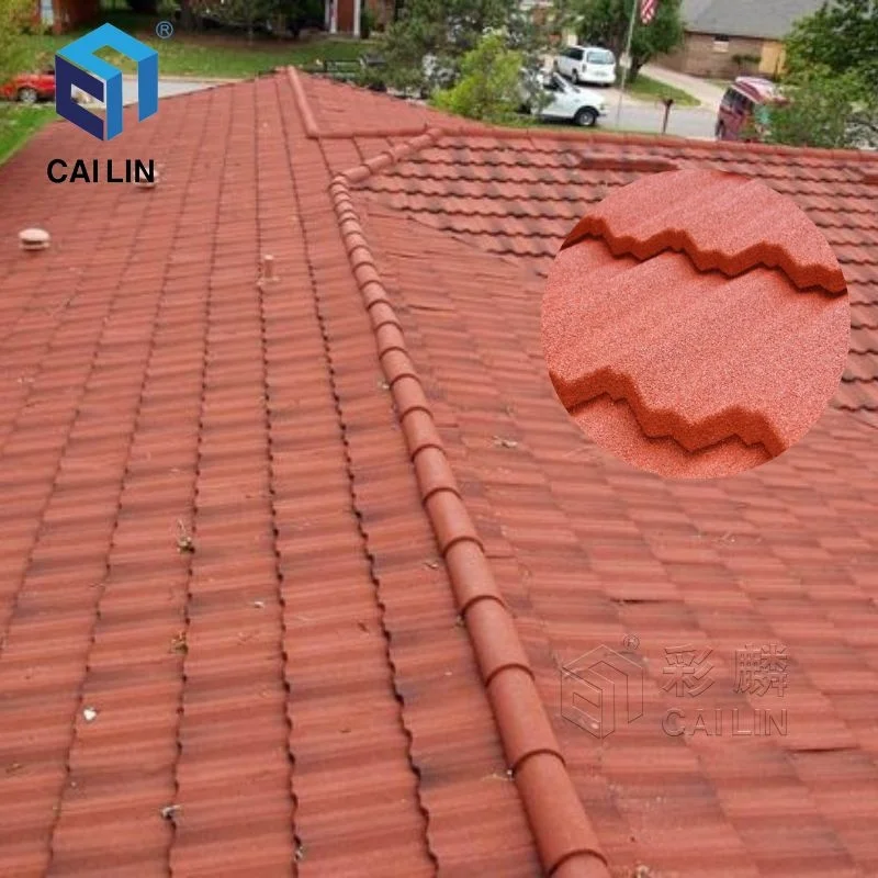 50 Years Color Stone Coated Roof Tile for Cottage House/ Africa Long Spanish Ceramic Stone Chips Metal Roofing Tiles