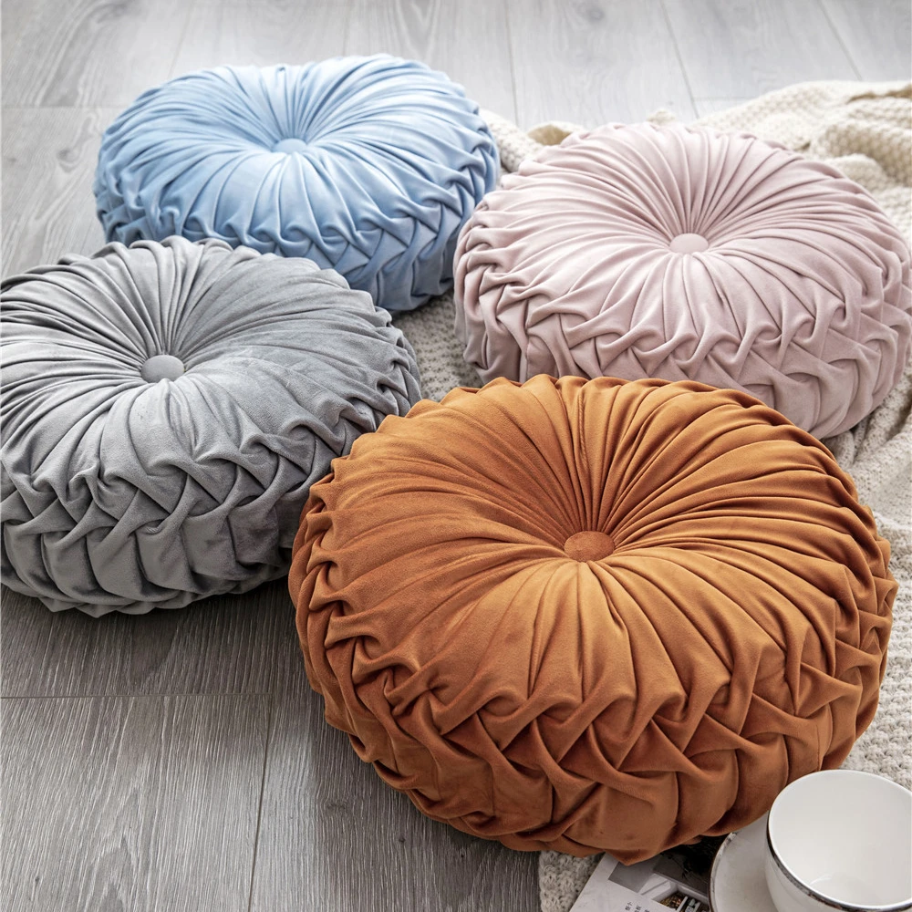 Бархатная плиссированная круглая тыква подушка для дивана кресла кровати автомобиля дома декоративные