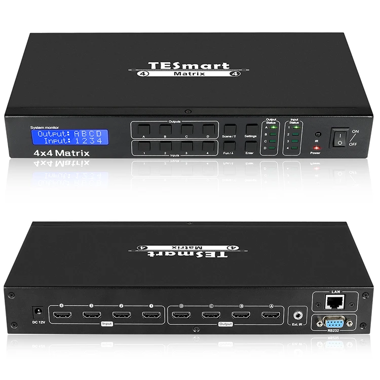 TESmart video switcher Matrix High efficiency HDMI 4x4 True Matrix Optical Digital Audio IR control HDMI Matrix