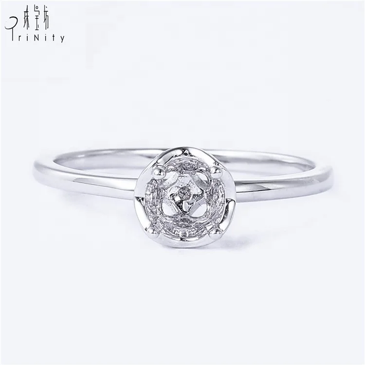 Beautiful Floral Design 18k Gold Ring Installation Fashionable Jewelry Solid Gold Semi Mounting Ring For Women