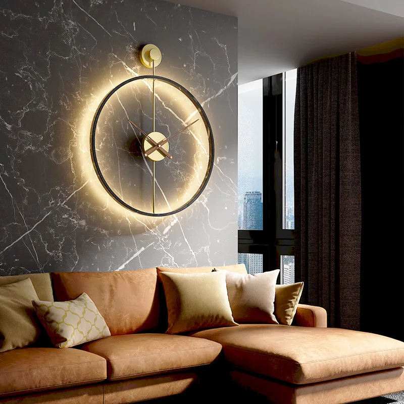 Indoor Rechargeable Living Room Bedroom Bedside Wall Sconce Nordic Round Luxury Hotel Wall Light Modern Clock Led Wall Lamps