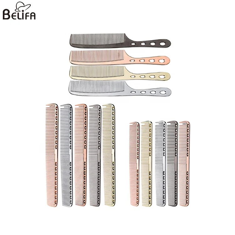 Salon hair styling tools professional hair cutting comb for barber metal space aluminum hair comb