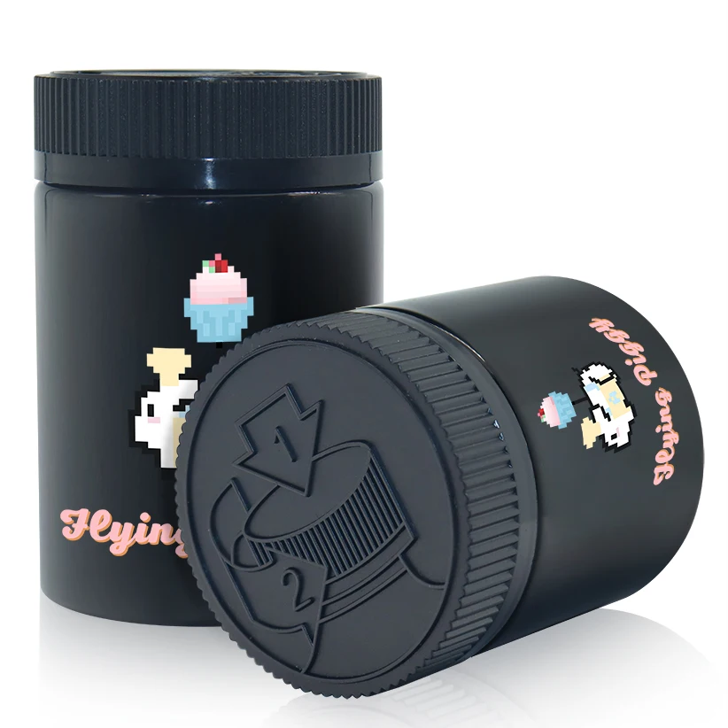 1oz 2oz 3oz 4oz empty child smell proof resistant glass container jar with black color plastic child proof lid