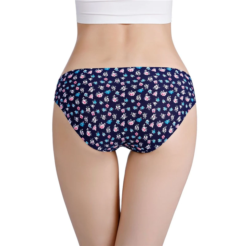 
3115# Factory Direct Women Traceless Seamless Underwear Breathable comfortable printed Panties ice silk Briefs 