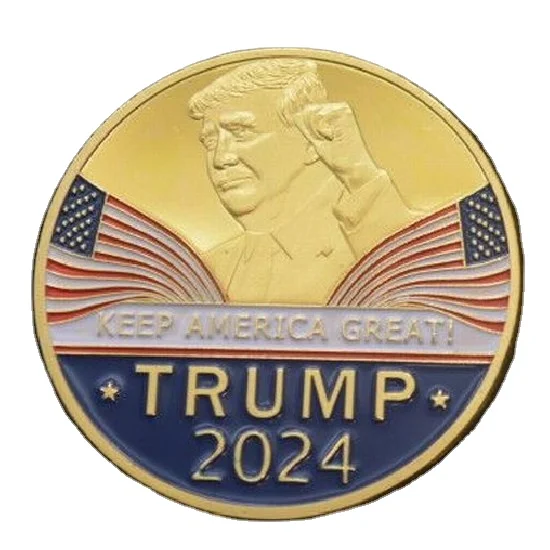 Donald Trump 2024 Challenge Coins,  Keep America Great United States Presidential Re-Election Campaign Gold Plated Coin Token