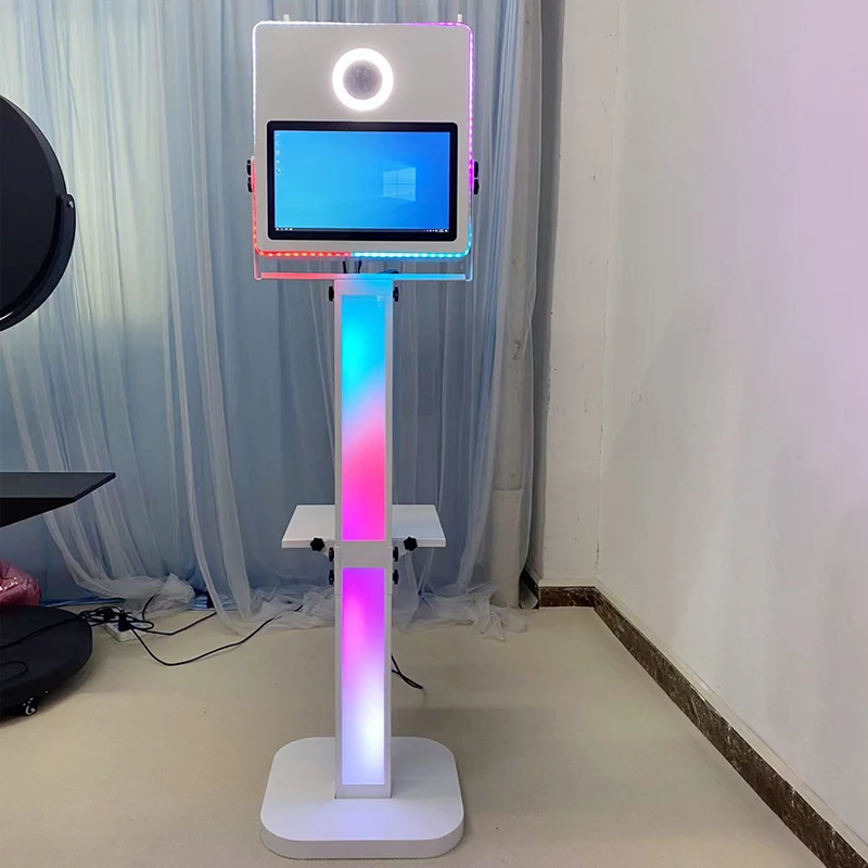Portable Wedding Selfie Magic Mirror Photo Booth Led Frame Enclosure 15.6 Inches Touch Screen Photo Booth Camera With Printer