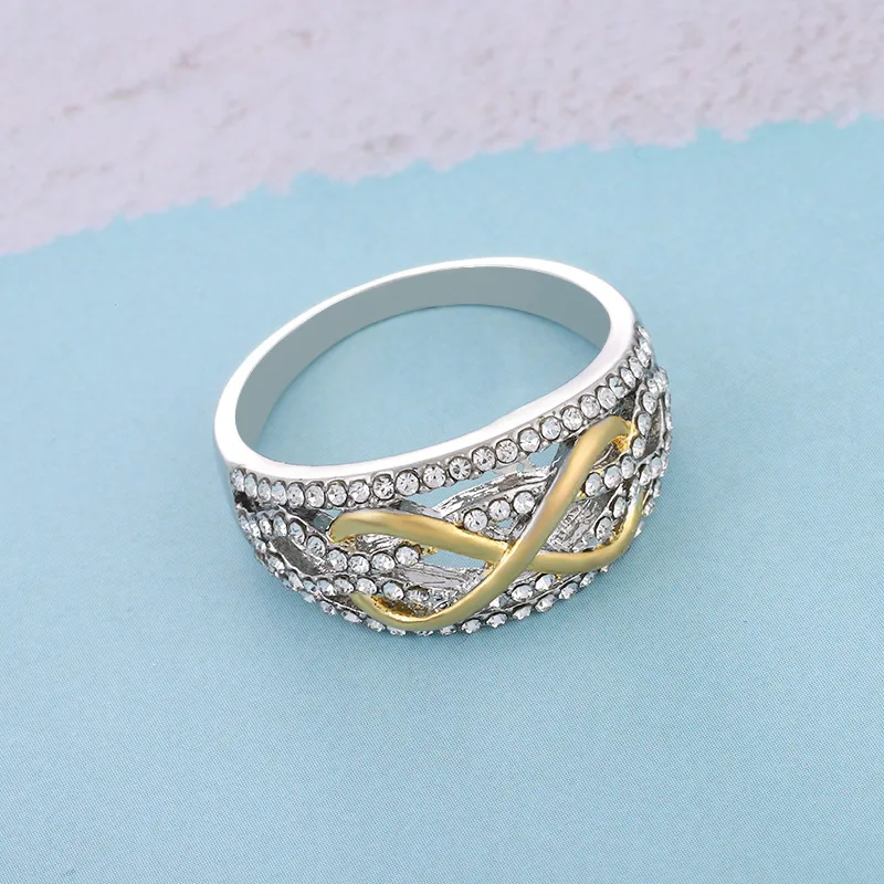 new wholesale luxury alloy rings zircon jewelry vintage crystal gold diamond rings jewelry women