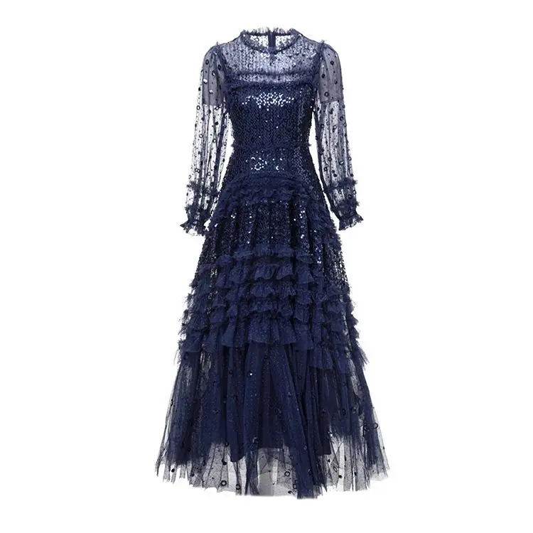 Elegant Dresses Yarn Luxury Noble Retro Natural Women's Evening Sexy Bettergirl Cross-border Light Casual Heavy Industry Net