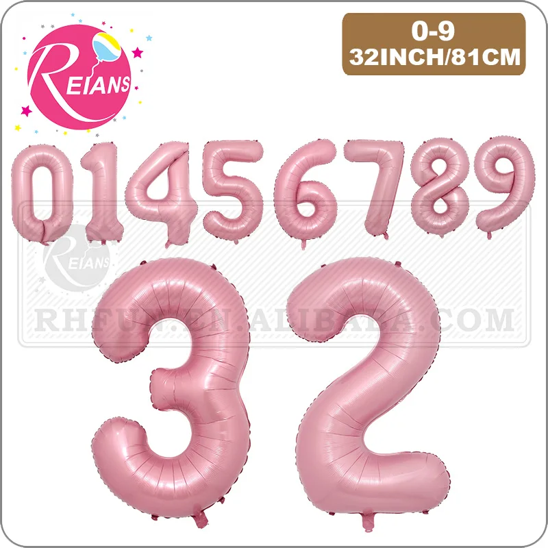 32 inch Pink Foil Number Balloon 0 1 2 3 4 5 6 7 8 9 Anniversary Birthday Party Baby Shower Wedding Decoration Festival Ballon