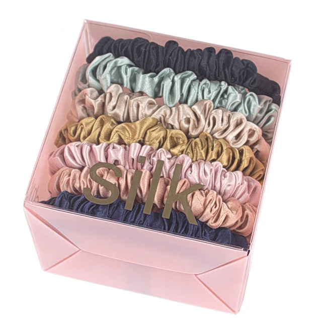 Wholesales PVC Bronzing Hair Flower Scrunchies Gift box Plastic Gift Package