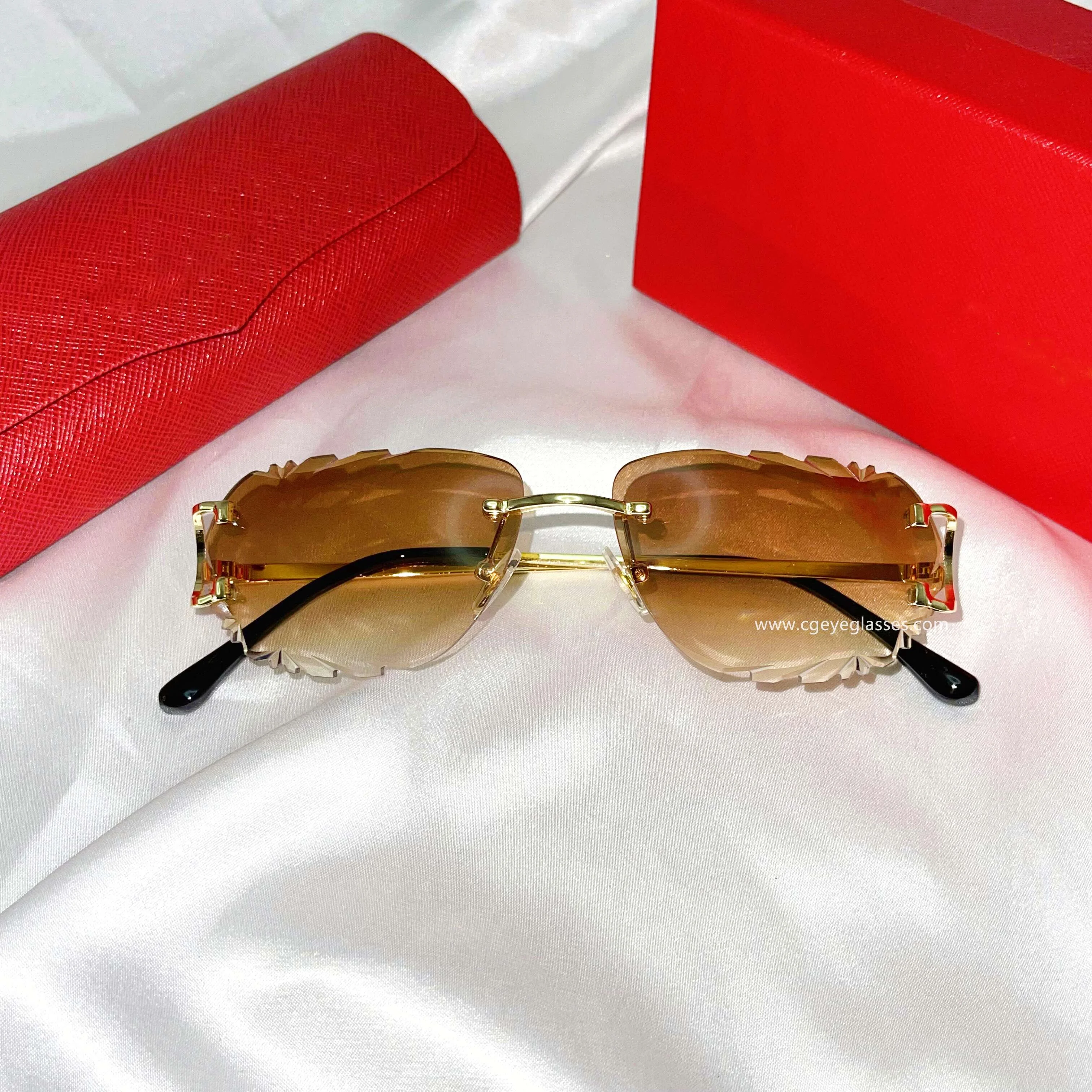 1925 pattern cut rimless sunglasses 2023 new color glasses Luxury Gradient Sun glasses Cut Trimmed Lens Metal sunglasses