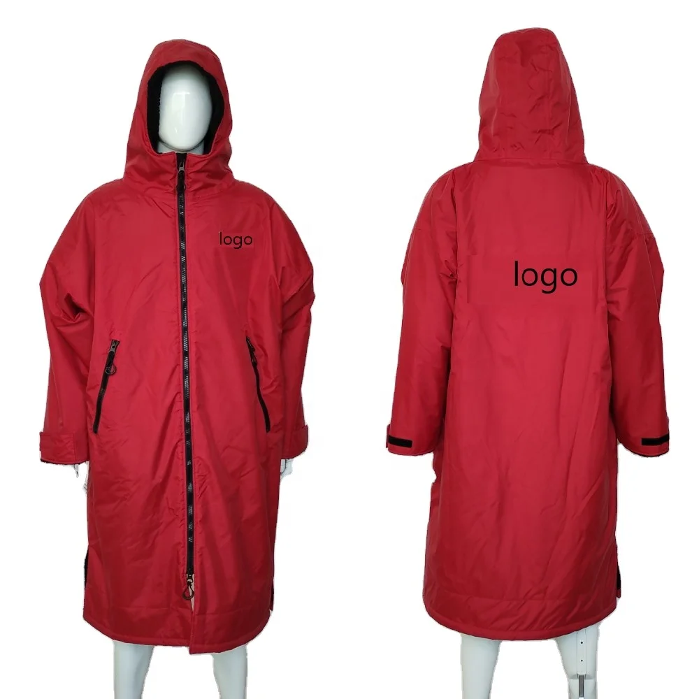 Waterproof Unisex Swim Parka hooded Wetsuit Changing Robe Warm Coat Surf Poncho for Water Sport Beach  Pool