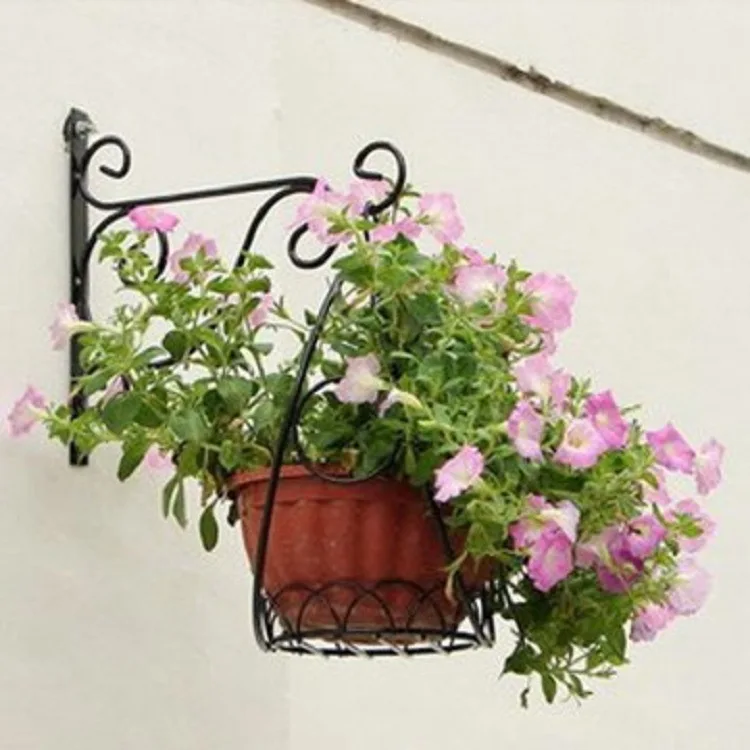 European balcony creative hanging iron flower rack wall-mounted bracket hanging basket flower pot hooks