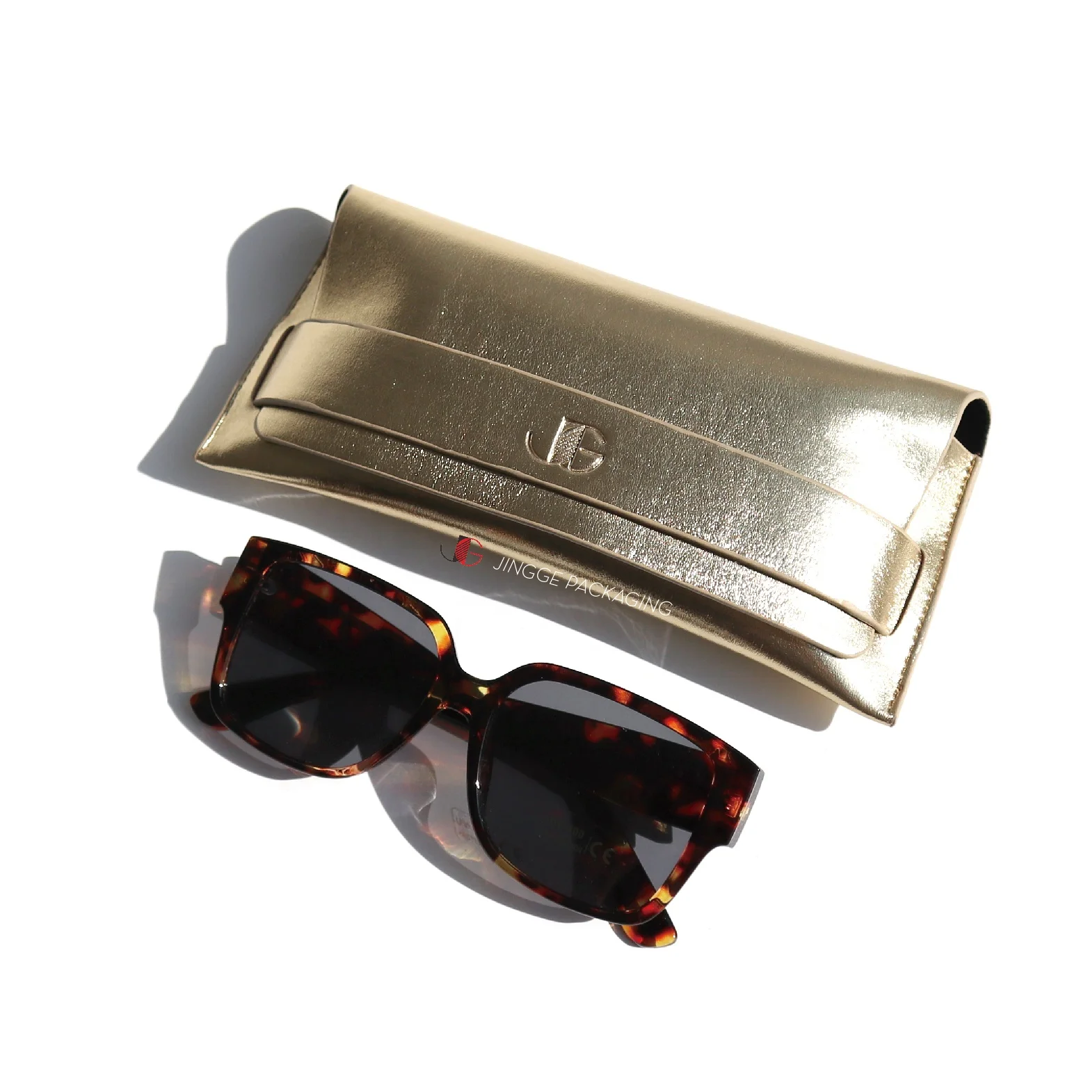 Glossy Custom Logo Optical Frame Eyewear Bag Cases Luxury Leather Case for Eyeglasses