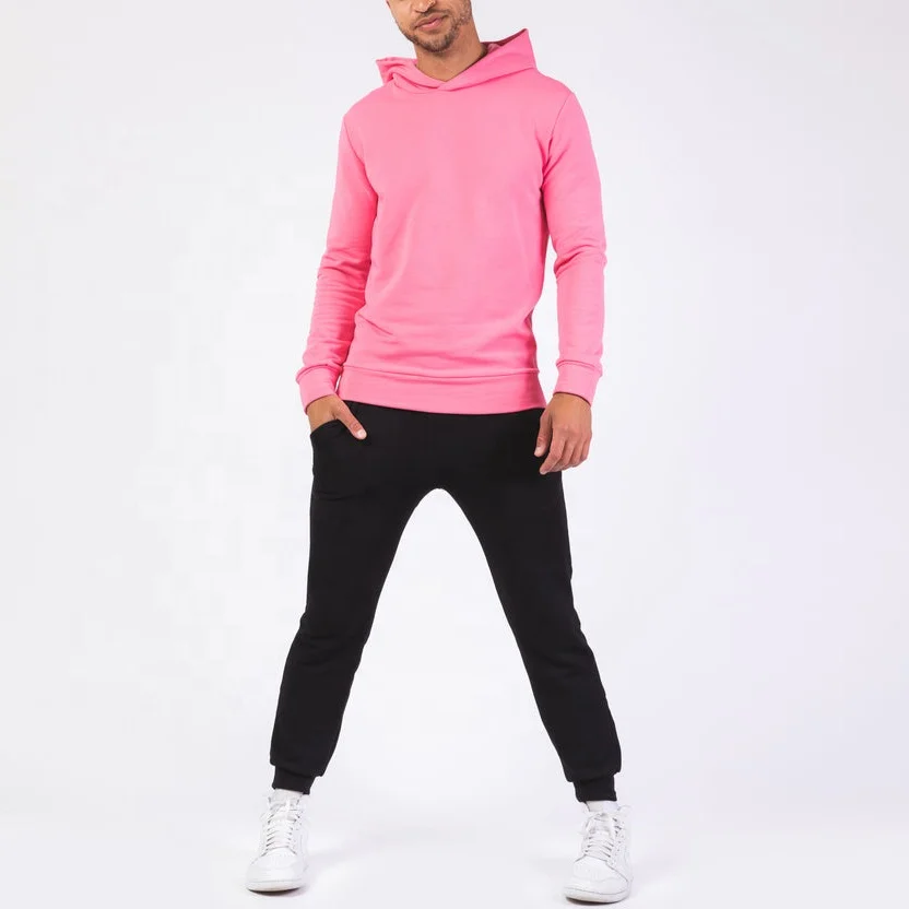 Hot selling pilling-resistant durable cotton men sporty track suit breathable streetwear pink unisex tracksuit