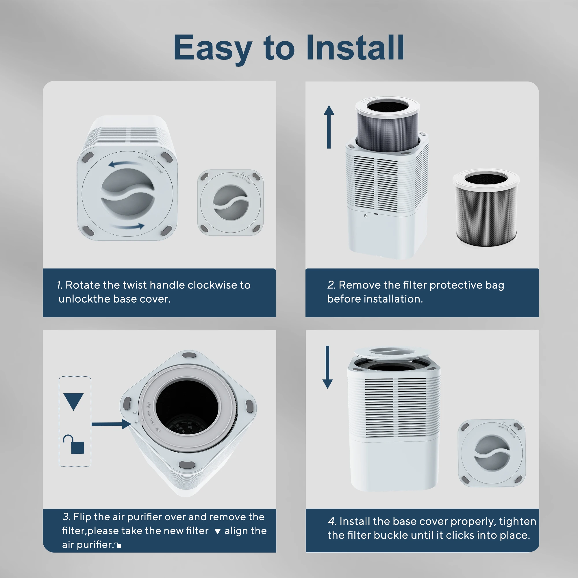 2024  Air Purifier H13 True HEPA Desktop Air Purifier Negative Ion Air Purifier For Home