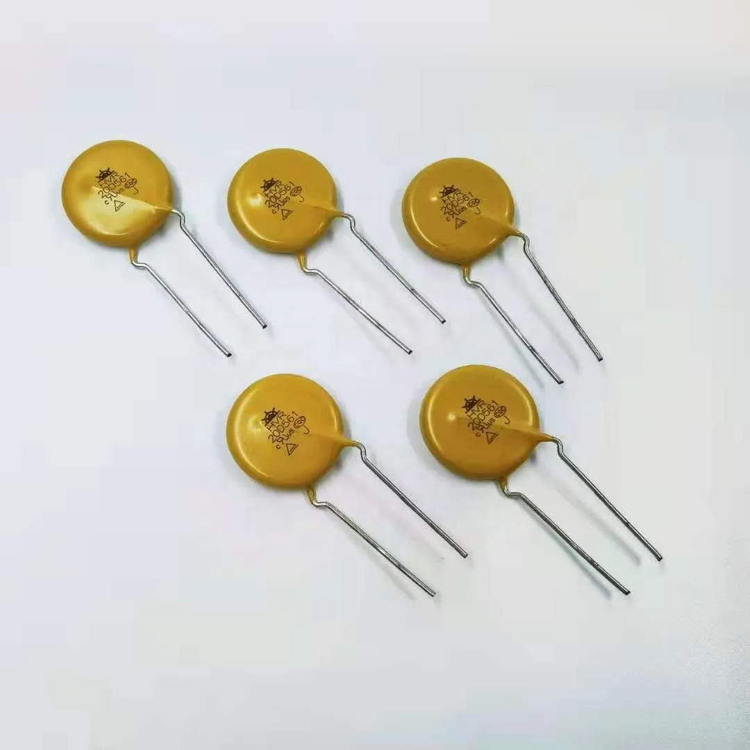 China ODM electronics components , yellow MOV 20mm  HVR20D561K zinc Oxide  Varistor for household appliances