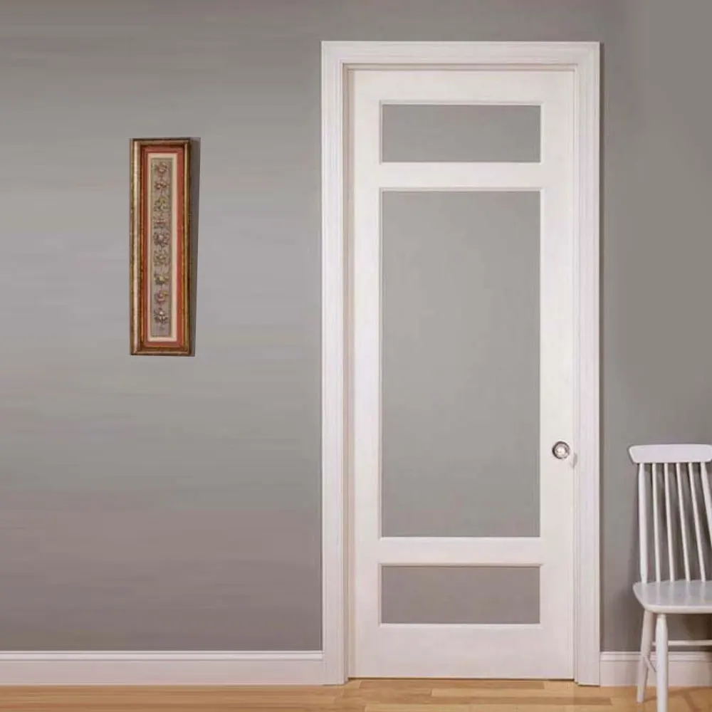Hot sale modern design double sliding glass wood door for living room
